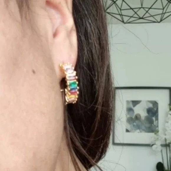 Colorful Hoop Earrings, NWT - Picture 6 of 9